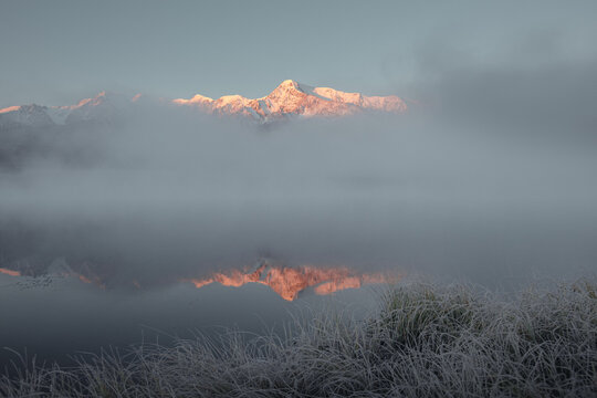 Frozen grass in the mountains