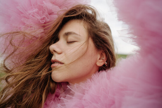 Long hair young woman fashion portrait