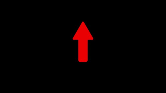 Smooth animated upward-pointing arrow icon with gentle bouncing motion on a transparent background.