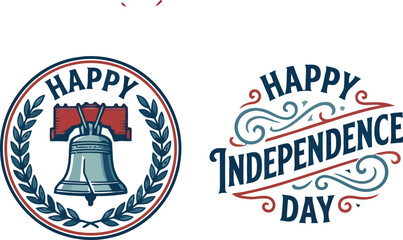 Fototapeta premium Patriotism Concept Independence Day Logo with Liberty Bell on on a Transparent