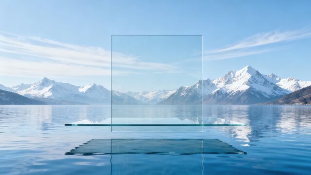 Glass platform over mountain lake
