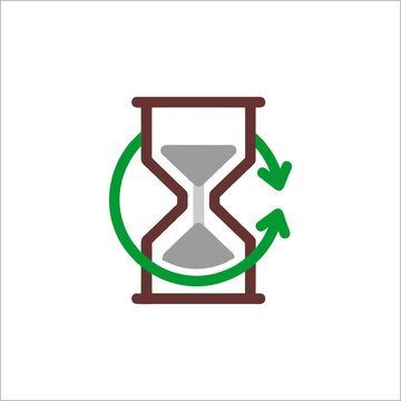 Hourglass Icon with Green Refresh Arrows for Time Management