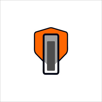 Orange and Grey Zipper Puller Flat Vector Icon