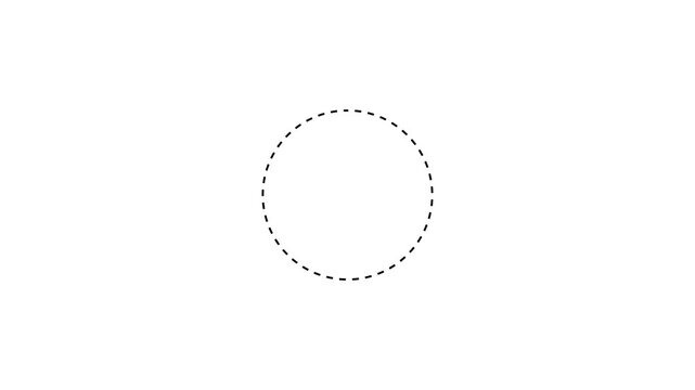 Dotted circular frame animation on white background. Smooth dotted circle path motion, clean isolated design.