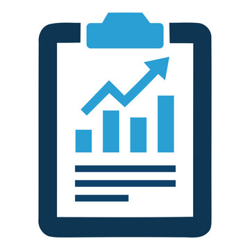 Clipboard with Data Chart Glyph Icon for Reporting and Analytics