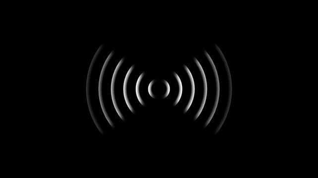 Technology white radio wave station signal  icon animation Isolated on Black background.4k