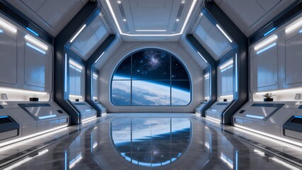 Fototapeta premium Futuristic space station interior
