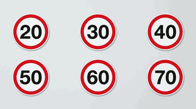Traffic Speed Limit Signs 20 30 40 50 60 70