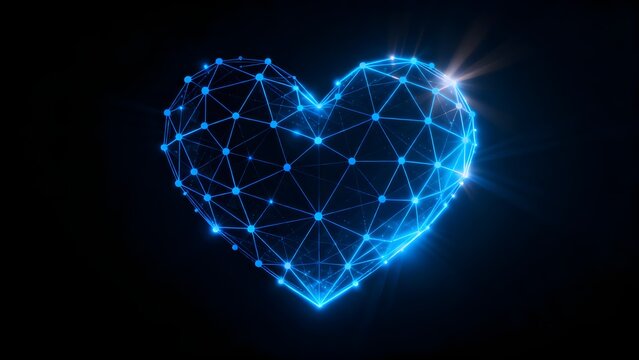 Blue glowing heart network design