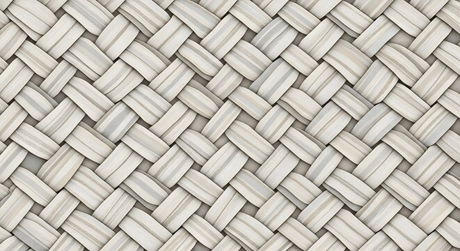 Close up view of light gray woven synthetic wicker texture pattern.