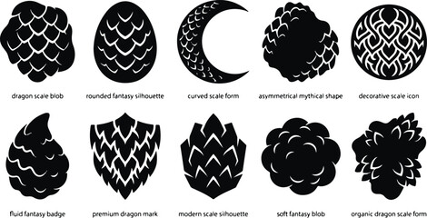 Black fantasy dragon scales and mythical shapes © MUKTARANI
