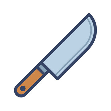 Stylized butcher knife on black background kitchen utensil icon