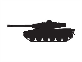 Fototapeta premium Military battle tank black silhouette vector isolated illustration
