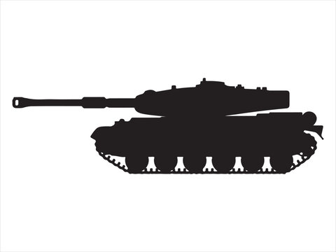 Military battle tank black silhouette vector isolated illustration