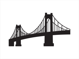 Fototapeta premium Black silhouette of a suspension bridge vector isolated illustration