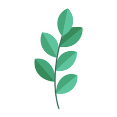 Fototapeta premium Flat vector illustration of a green leafy branch with simple botanical shapes perfect for organic branding and naturethemed graphic design projects