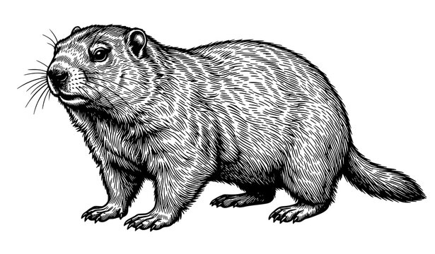 Groundhog wildlife line art bundle vector animal illustration