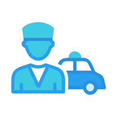 Flat icon illustration of police officer with patrol car © Sharuzzaman