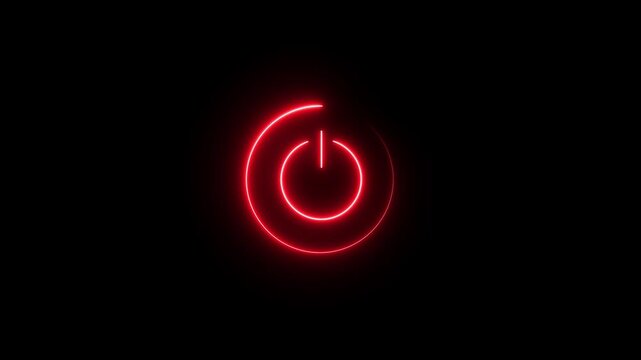 neon line glowing power button icon illustration. Motion graphics of power icon concept