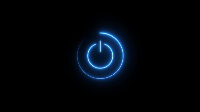 neon line glowing power button icon illustration. Motion graphics of power icon concept