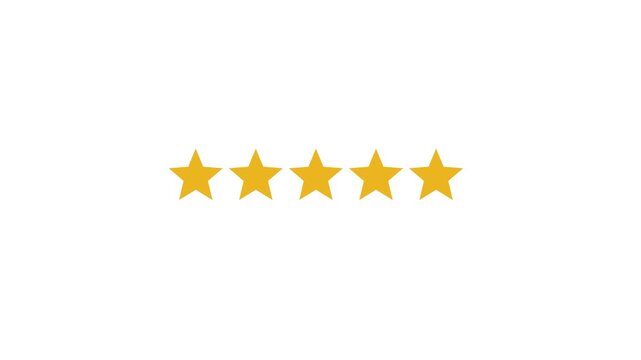5 star rating concept animation on the background , Motion graphics of customer review concept