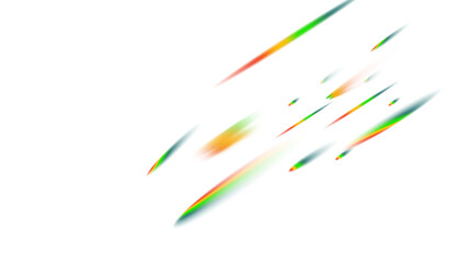 Colorful diagonal motion blur streaks in green, orange, and red on transparent background, bold abstract speed light trail PNG overlay for energetic and dynamic design. © Ink2Link