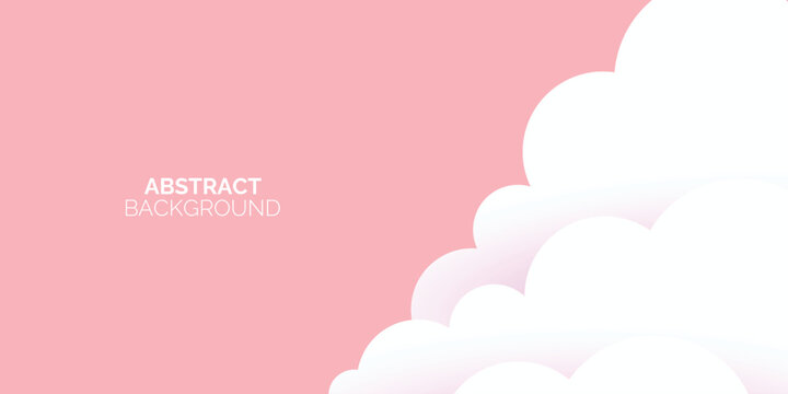 Minimalist abstract background with white fluffy clouds on a pink surface.