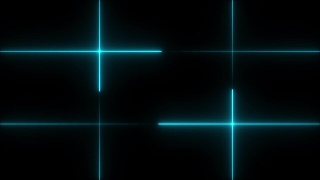 Neon Line with bright flashing on the black background. Motion graphics of neon 4 line concept