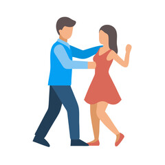 Obraz premium Couple dancing with flat design and modern color scheme