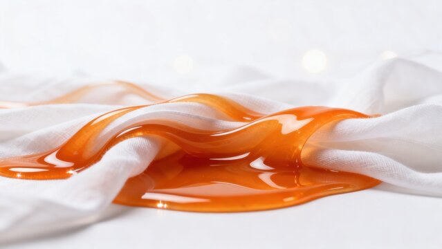 Orange liquid on white fabric