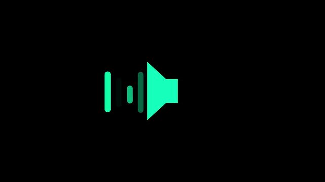Flat microphone animation for recording podcast with cyan radio waves .voice recording podcast green mic microphone button icon animation. Recording microphone icon animation