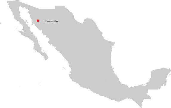 Hermosillo city location on map of Mexico