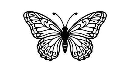 Intricate butterfly illustration in black and white silhouette © Nasrin