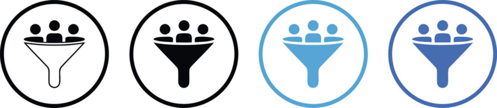 Customer funnel selection group people vector illustration, Customer funnel selection group people icon set