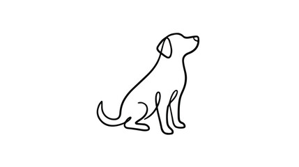 Obraz premium Minimalist continuous single line drawing of a sitting dog.