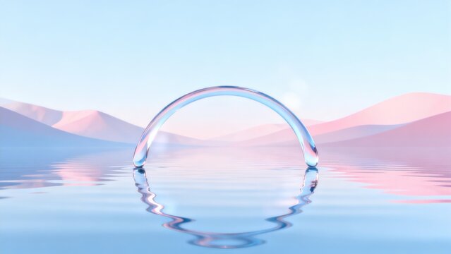 Glass arch over calm water