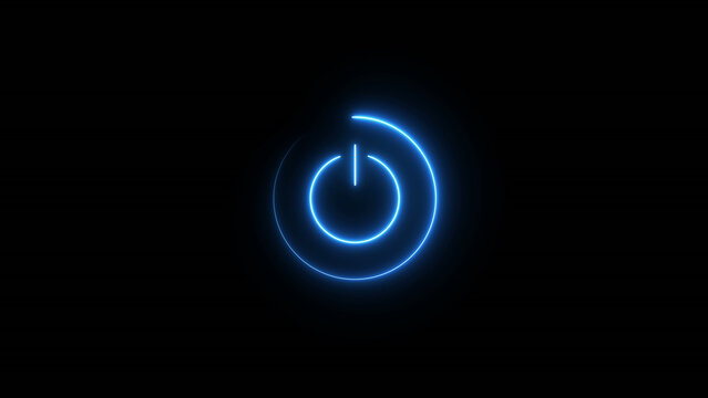 neon line glowing power button icon illustration. Motion graphics of power icon concept