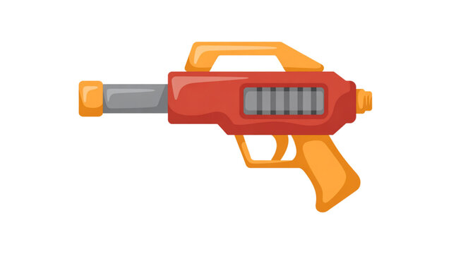 Bright orange cartoon water gun with gray trigger and yellow handle Vector