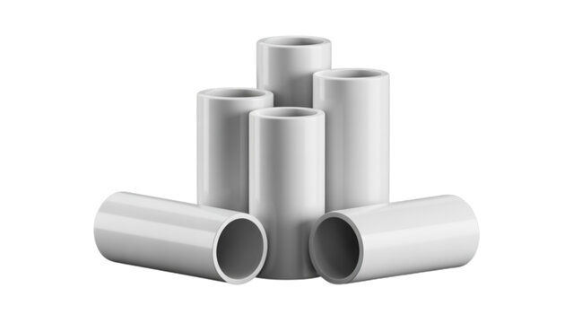 Three modern stainless steel pipes stacked vertically Vector