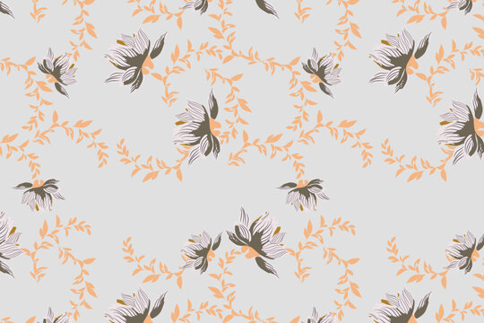 Traditional branch vine seamless pattern for luxury silk scarf