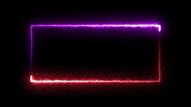 Glowing Blue Neon Border Frame With Light Line looping Loop Animation. motion texture. futuristic pattern for modern, ping and red color 4k video,
