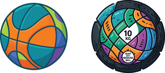 Obraz premium Colorful heavy medicine ball with 10 kg marking