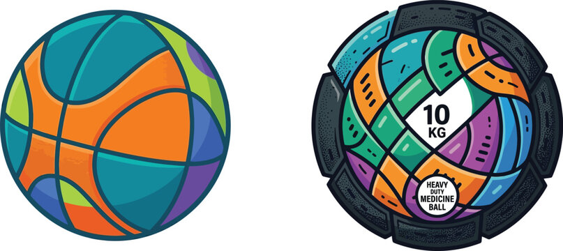 Colorful heavy medicine ball with 10 kg marking