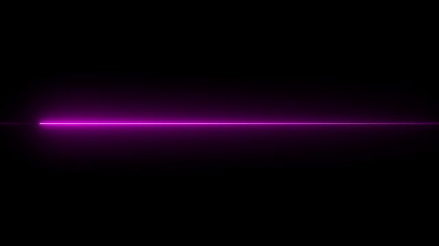 glowing pink neon Straight neon lazer animation of horizontal line on alpha background, straight neon lazer line, seamless loop.