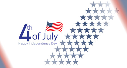 Obraz premium 4th of July Happy Independence day handwritten typography text USA wavy flag blue background banner
