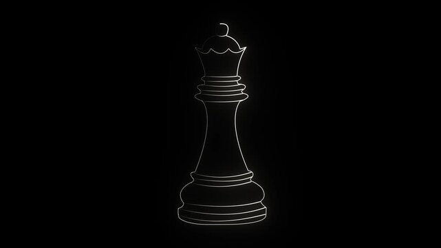 Cream color neon chess king silhouette glowing on black background, 4k animation video,,,