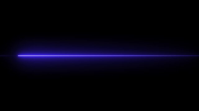 glowing blue neon Straight neon lazer animation of horizontal line on alpha background, straight neon lazer line, seamless loop.
