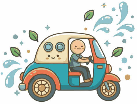 cute bajaj and driver