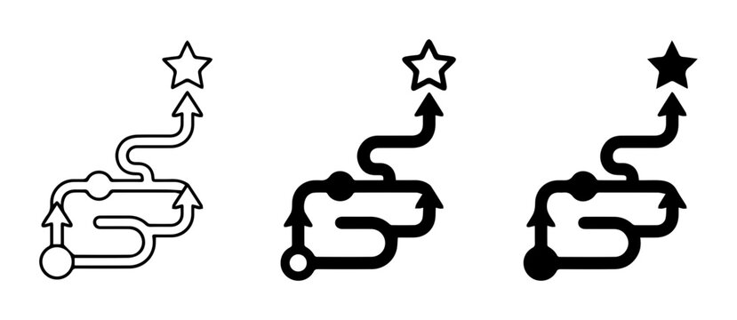 Pathfinding Icons, Journey Flowcharts, Success Route Symbols, Goal Achievement Paths, Strategy Navigation Graphics