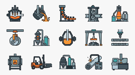 Industrial Machinery Icons Set. © Hasyim